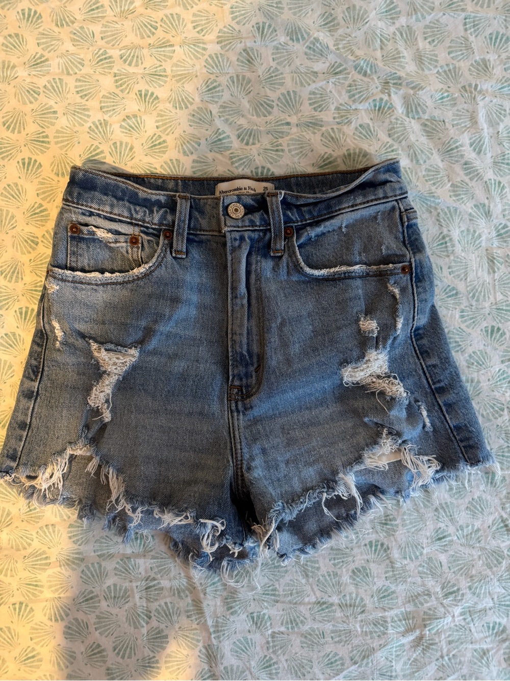 Abercrombie & Fitch Light Blue Distressed Denim Cutoff Shorts